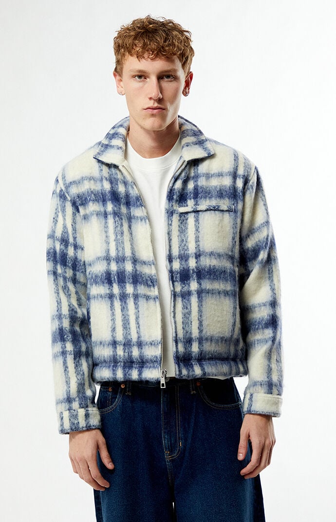 Pacsun Sedona Blue & White Plaid Gas Jacket