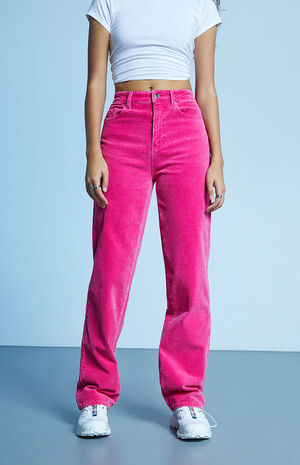 Pink Corduroy '90s Boyfriend Jeans image number 2