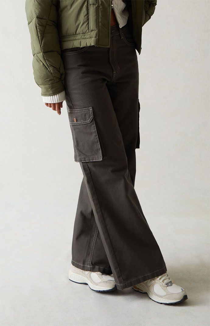 PacSun Green High Waisted Wide Leg Cargo Pants PacSun