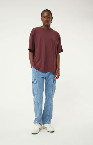 Plum Solid Loch Oversized Boxy T-Shirt Plum Solid Loch Oversized Boxy T-Shirt image number 3