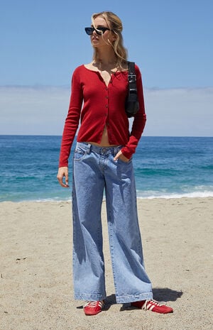 Red Athelia Pointelle Cardigan image number 4