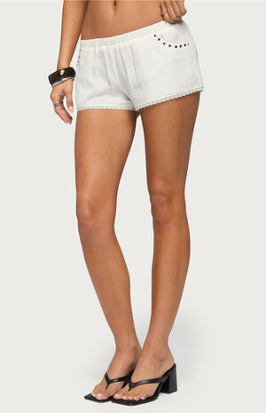 Kaydee Studded Textured Woven Shorts image number 2