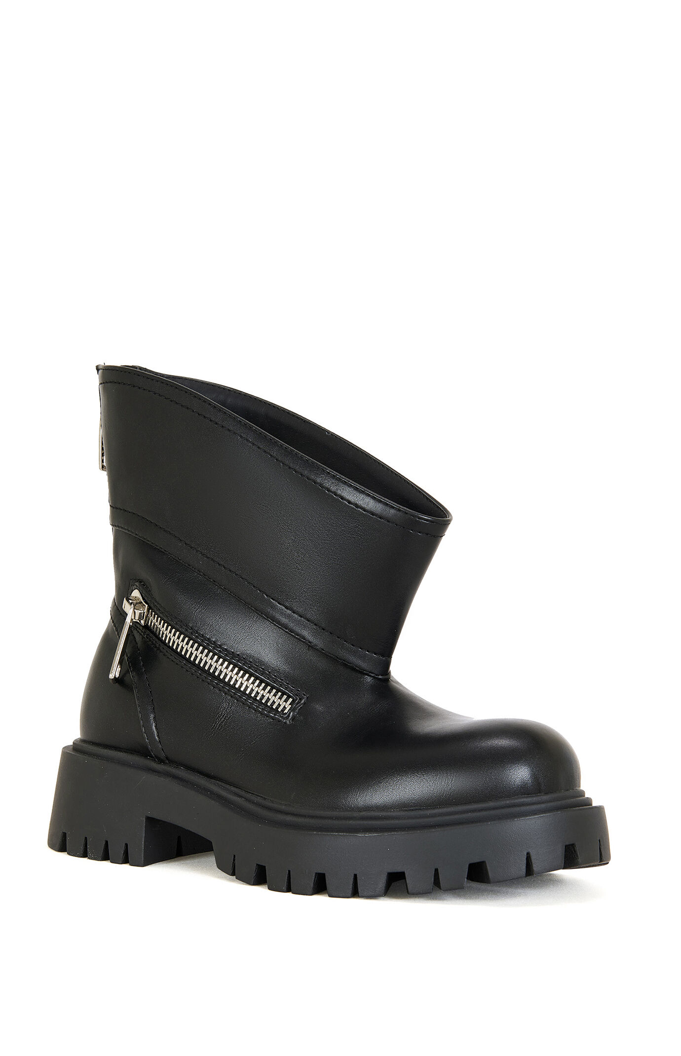 AZALEA WANG Mohsen Black Faux Fur Chunky Booties