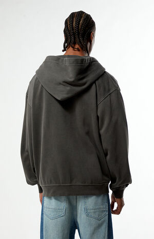 Black Vintage Washed Full Zip Hoodie image number 4