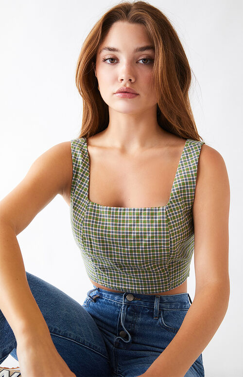 LA Hearts Plaid Bustier Tank Top PacSun