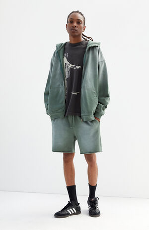 Green Acid Wash Sweat Shorts image number 2
