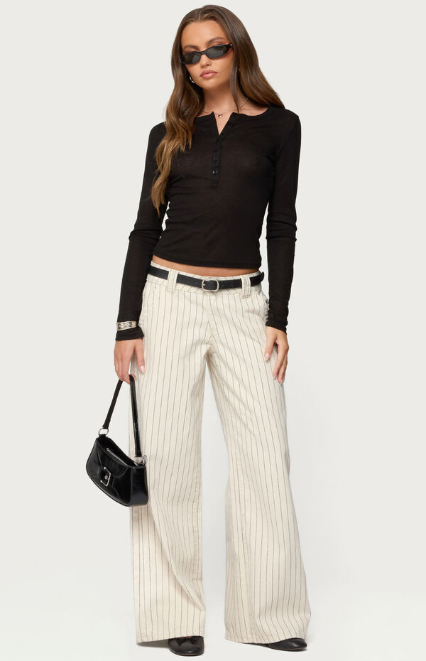 Edikted Nettie Ribbed Henley Top