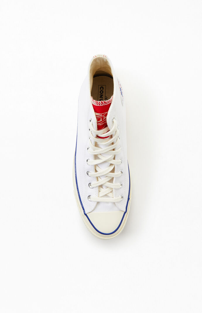 White & Red Chuck 70 Twisted Tongue High Top Shoes