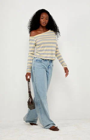 Olivia Striped Long Sleeve Off-The-Shoulder Top image number 1