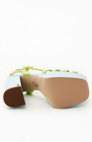 Women's Green Paddie Platform Heels image number 4