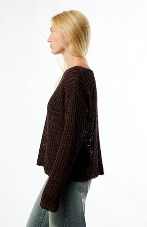 Chunky Open Knit Sweater image number 4