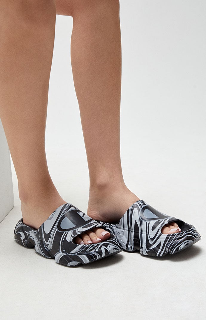 Champion Women s Black Mellow Squish Swirl Slide Sandals PacSun