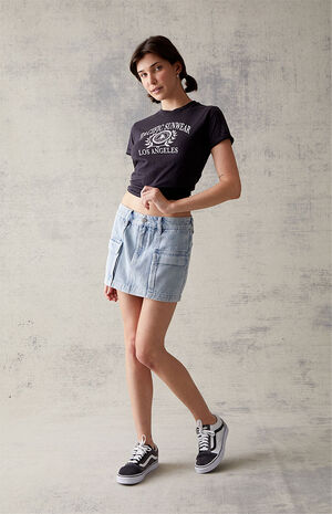 Light Blue Denim Cargo Mini Skirt image number 5
