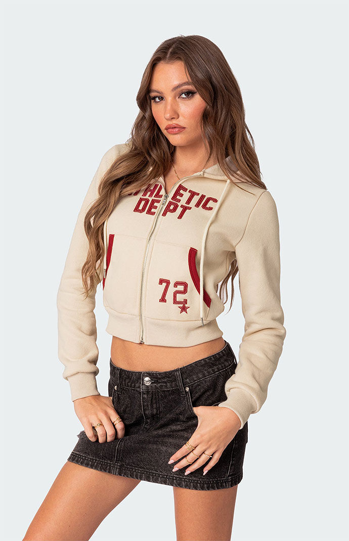 Athletic Dept Cropped Zip-Up Hoodie