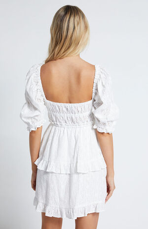 Puff Sleeve Eyelet Mini Dress image number 3