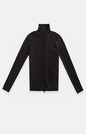 Women's Jet Black Ribbed Jacket image number 1