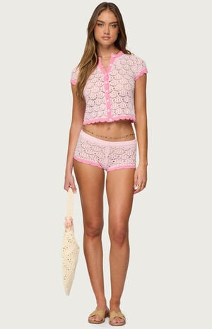 Elisa Open Knit Button Up Top image number 5