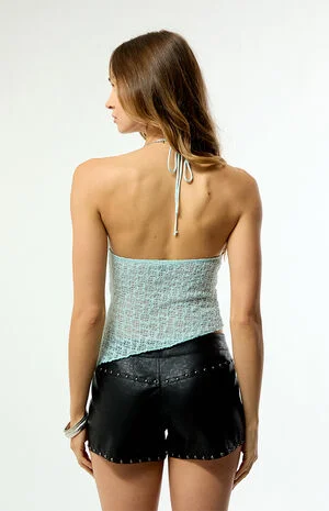 Netted Asymmetrical Halter Top image number 4