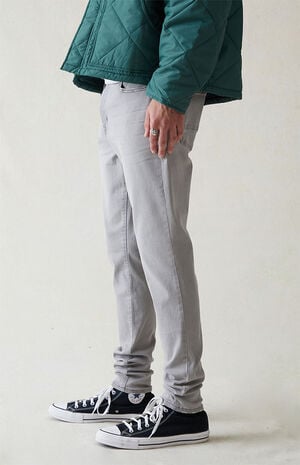 Eco High Stretch Gray Stacked Skinny Jeans image number 3