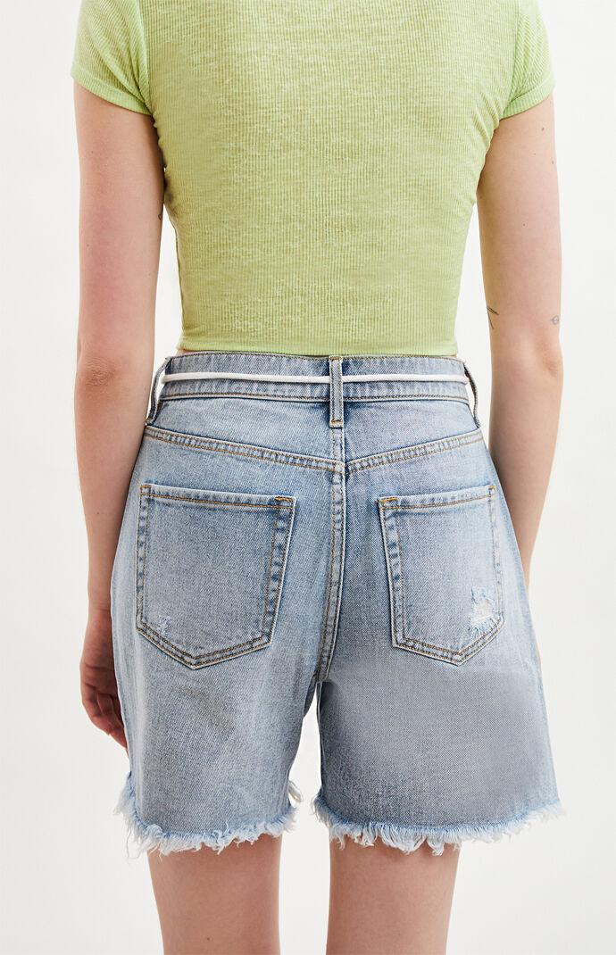 Liam Blue High Rise Denim Boy Shorts