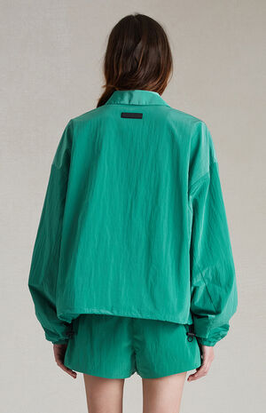 Women's Mint Leaf Crinkle Nylon Shell Bomber Jacket image number 4