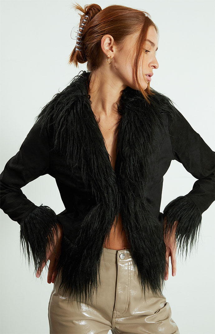 PacSun Black Fur Lined Jacket PacSun