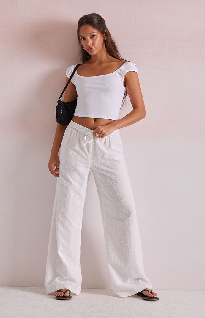 Beverly and Beck Bow Embroidered Lounge Pants | Pacsun