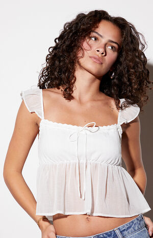 Tie Front Flutter Babydoll Top image number 2