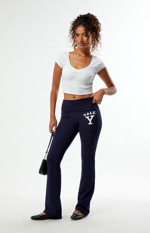 Yale Bulldogs Fold-Over Yoga Pants image number 1