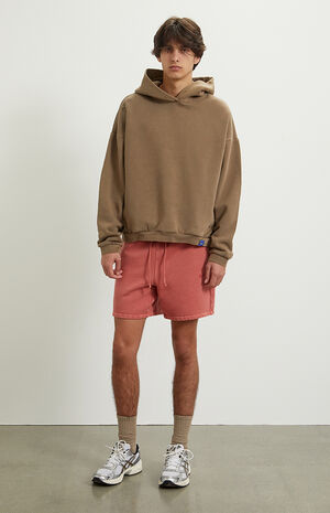 Red Heavyweight Fleece Sweat Shorts image number 2