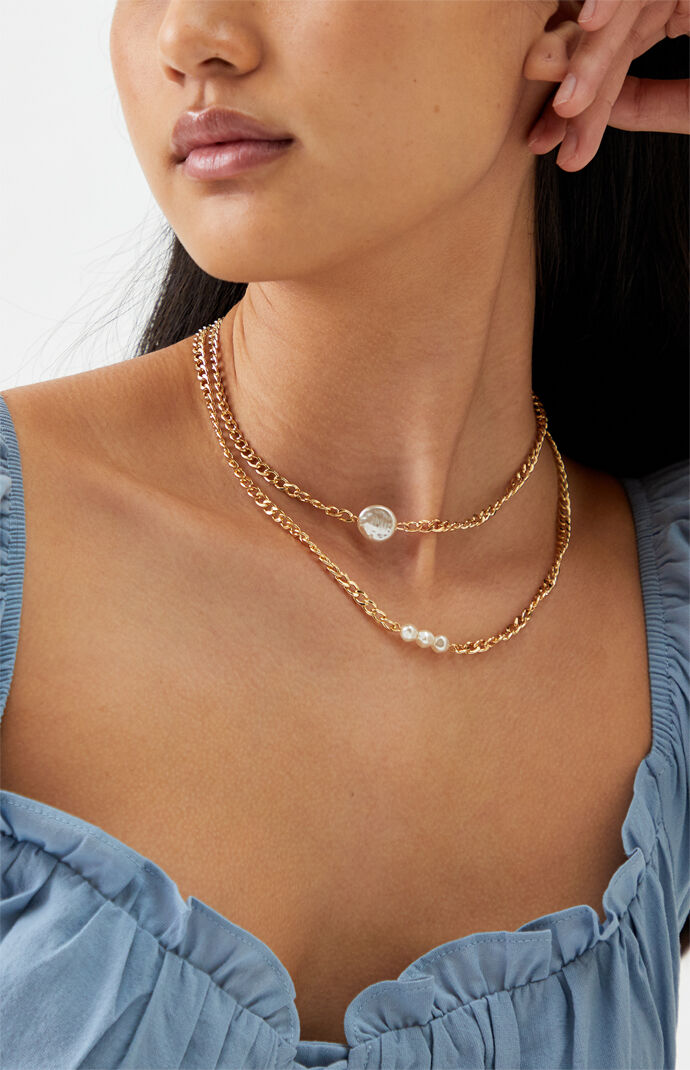 Double Chain Pearl Necklace