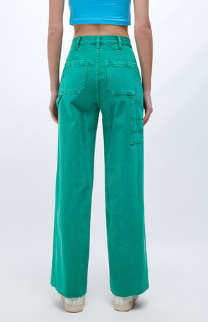 Green Ultra High Waisted Fitted Flare Pants image number 3