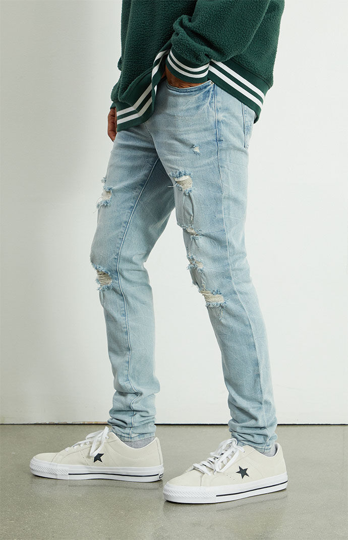 Light Ripped Stacked Skinny Jeans