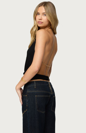 Damarey Chain Backless Halter Top image number 3