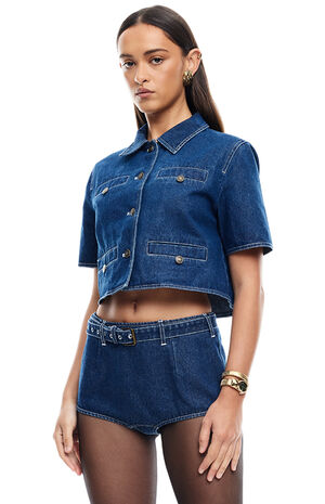 Halston Denim Top image number 2