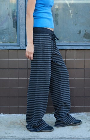 Dark Gray Hilary Striped Yoga Baggy Sweatpants image number 3