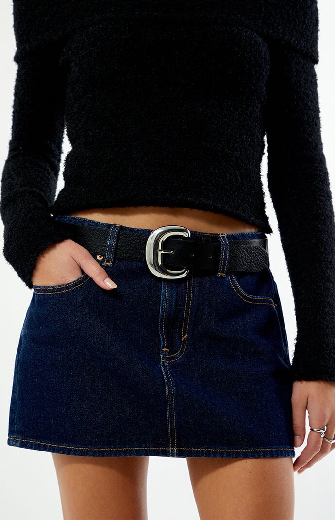 Pacsun Faux Leather Half Moon Metal Buckle Belt