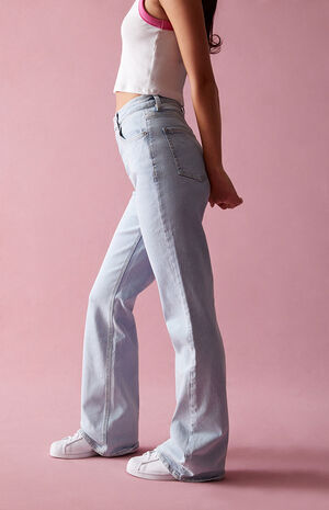 Light Blue Stretch High Waisted Bootcut Jeans image number 3