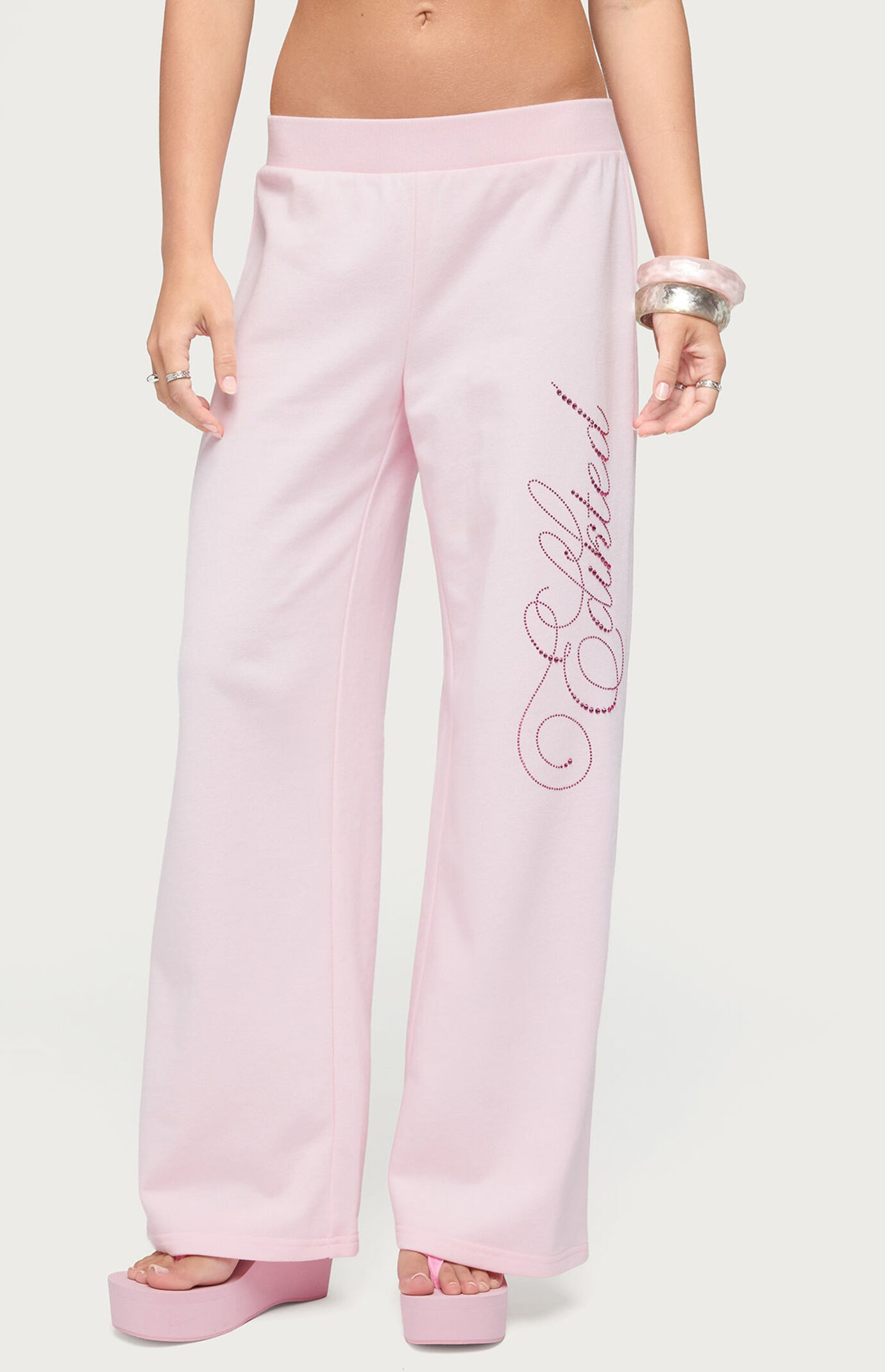 Edikted Studio Rhinestone Logo Sweatpants