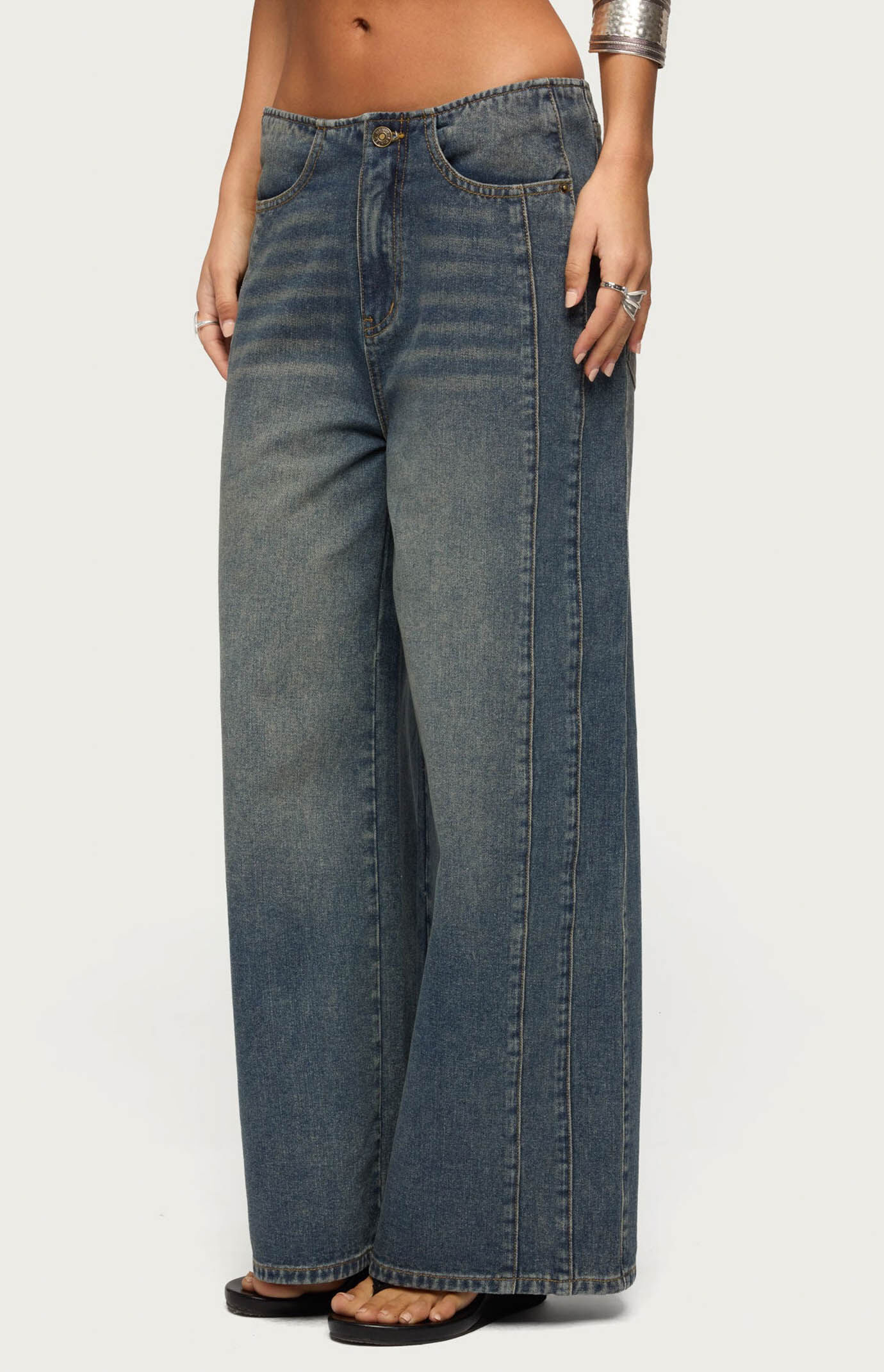 Edikted Elia No Waistband Low Rise Baggy Jeans