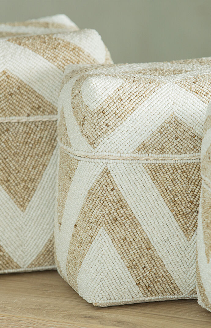 Large Diamond Pattern Beaded Basket