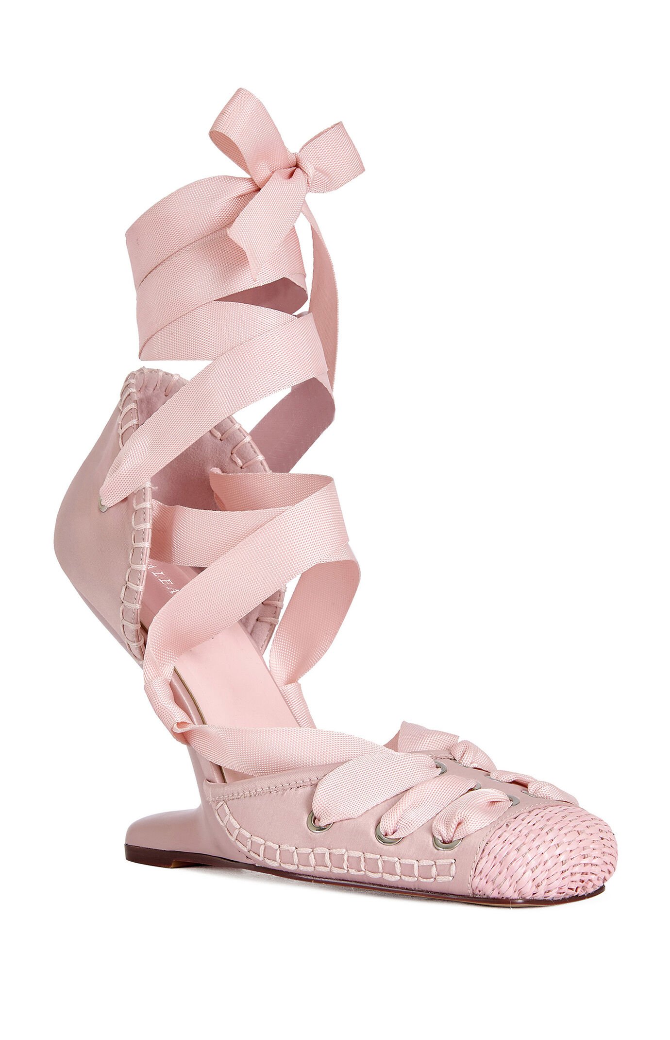 AZALEA WANG Women's Tendu Pink Ballerina Wrap-Around Wedge Heels