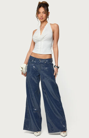 Mirella Sequin Low Rise Baggy Jeans image number 4