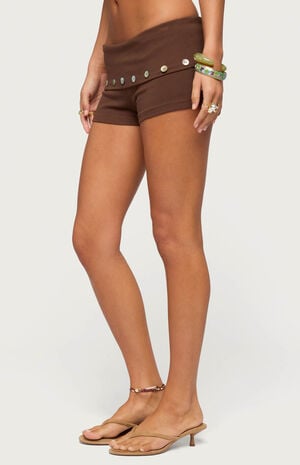 Masha Iridescent Button Foldover Shorts image number 2