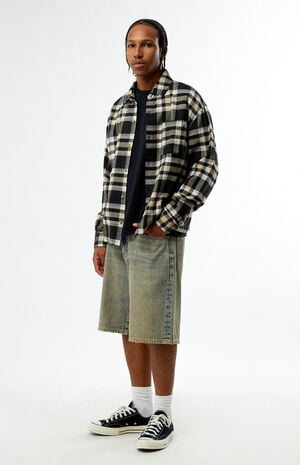 Tan & Black Plaid Long Sleeve Flannel Shirt image number 4