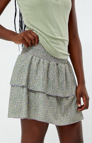 Floral Tiered Scrunch Mini Skirt
