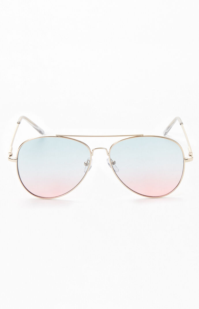 Purple Flat Lens Aviator Sunglasses