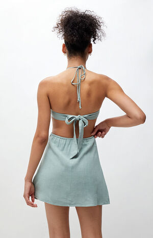 La Hearts O Ring Linen Halter Mini Dress Pacsun