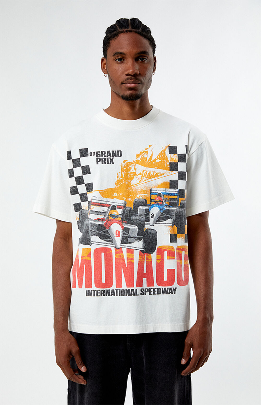 Plus Oversized Extended Neck Monaco Landscape Print T-Shirt