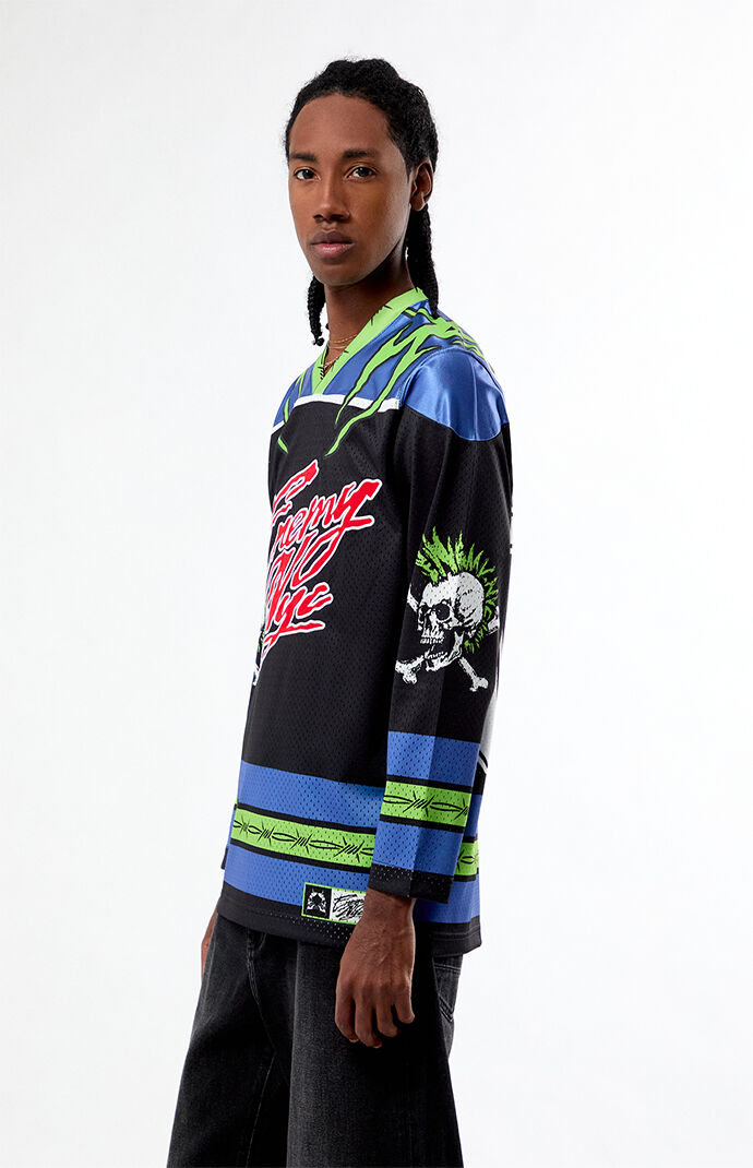 Enemy NYC Black & Green Diluted Hockey Jersey
